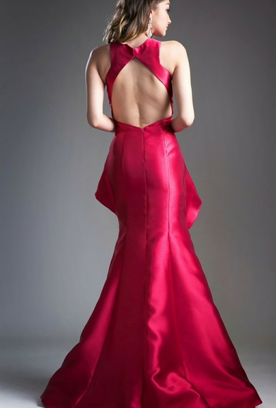 Royal blue floor length open back mermaid dress - Picture 5 of 6